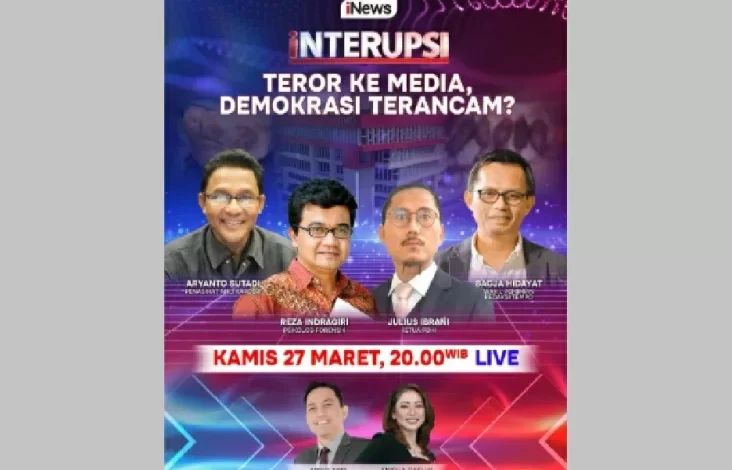 Waktu senja Hal ini adalah Teror ke Media, Demokrasi Terancam? di dalam tempat INTERUPSI bersatu Ariyo Ardi, Anisha Dasuki juga Para Narasumber Kredibel Lainnya Live dalam area iNews